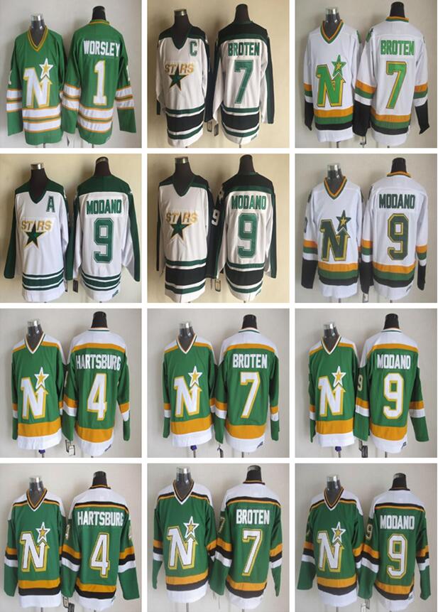 Vintage Minnesota North Stars Ice Hockey Jerseys 1 Gump Worsley 9 Mike Modano 4 Craig Hartsburg 7 Broten Jerseys, #1 worsley green
Vintage Minnesota North Stars Ice Hockey Jerseys 1 Gump Worsley 9 Mike Modano 4 Craig Hartsburg 7 Broten Jerseys, #1 worsley green
