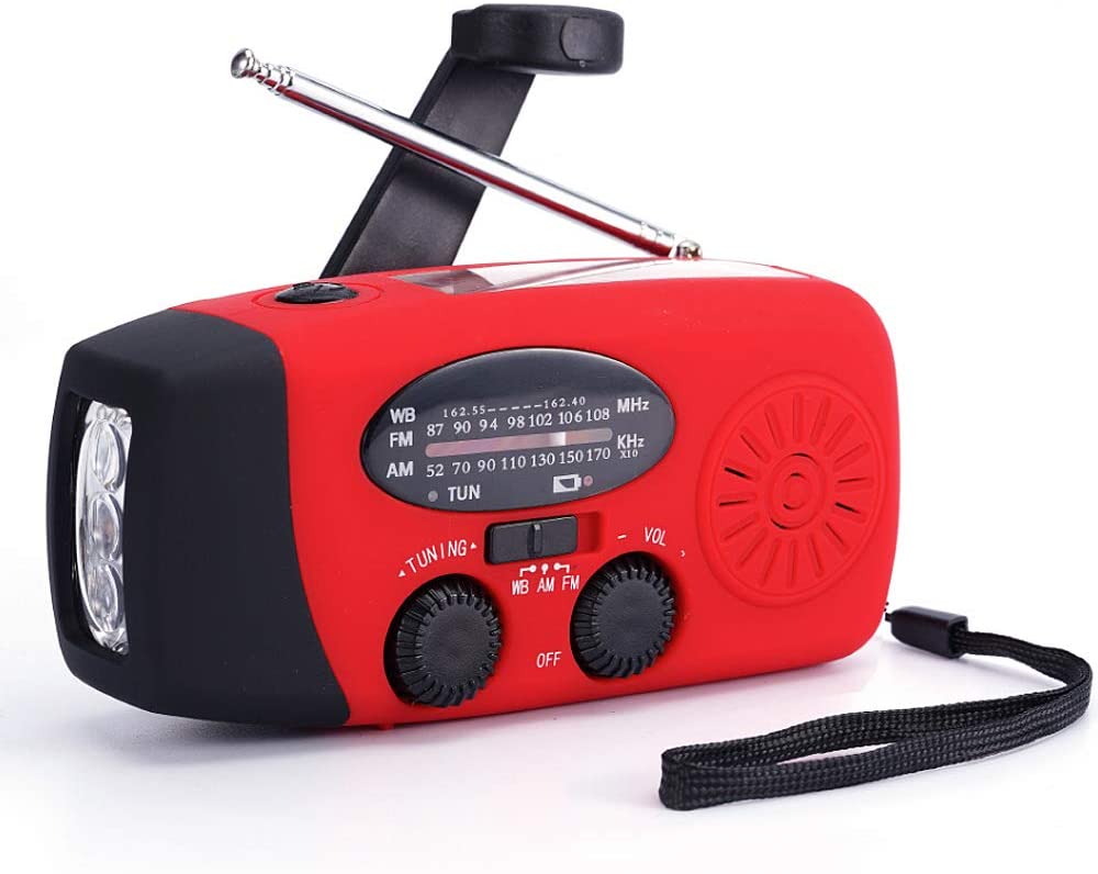 FM/AM/NOAA Weather Radio Hand Crank Self Powered Solar Emergency Radios with 3 LED Flashlight 1000mAh Power Bank Smart Phone Charger (Red
FM/AM/NOAA Weather Radio Hand Crank Self Powered Solar Emergency Radios with 3 LED Flashlight 1000mAh Power Bank Smart Phone Charger (Red