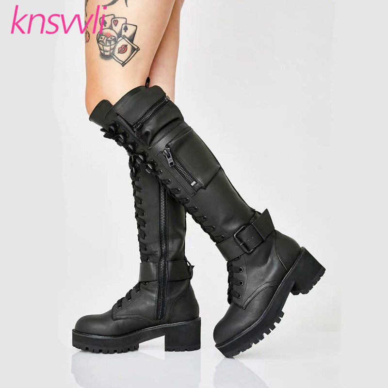 Zip Pocket Knee High Boots Women Thick Sole Platform Shoes Woman Casual Long Motorcycle Boots Chunky Heels Botas Mujer, Black
Zip Pocket Knee High Boots Women Thick Sole Platform Shoes Woman Casual Long Motorcycle Boots Chunky Heels Botas Mujer, Black