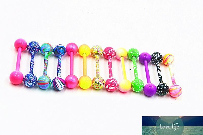 100pcs Body Jewelry Piercing Tongue Ring Barbells Nipple Bar 14g Mix Nice Colors Christmas Gift