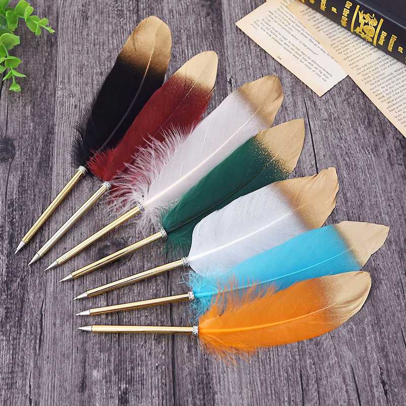 10 pcs Feather ballpoint pen Creative spray gold feather pen ball Metal signature Brush Christmas gift Wedding signature, Pink
10 pcs Feather ballpoint pen Creative spray gold feather pen ball Metal signature Brush Christmas gift Wedding signature, Pink