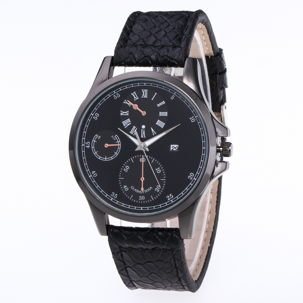 New Arrivals Time-Limited Designers Big Sales Hot Selling Business Casual Genuine Leather Mens Watch Three-Eye Numeral Scale Calendar Watch, Black belt black face
New Arrivals Time-Limited Designers Big Sales Hot Selling Business Casual Genuine Leather Mens Watch Three-Eye Numeral Scale Calendar Watch, Black belt black face