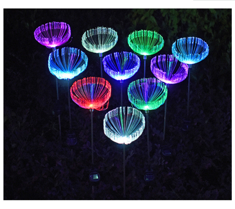 Lawn lamp Outdoor LED Jellyfish Fiber Optic Colorful Solar Lights Restaurant Home garden Decor Wedding Party Waterproof IP65 10pcs