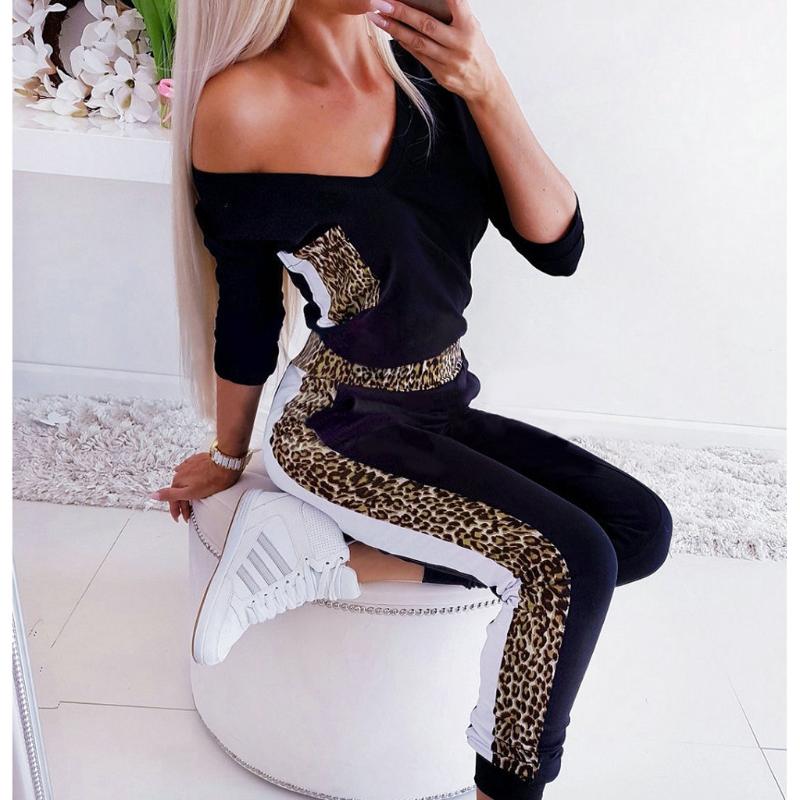 Off Shoulder Tracksuit Sets Women' 2 Piece Set Leopard Print Short Sleeve Female Top Suit 2020 Summer Sport Pant Suits Ladies#3, Black
Off Shoulder Tracksuit Sets Women' 2 Piece Set Leopard Print Short Sleeve Female Top Suit 2020 Summer Sport Pant Suits Ladies#3, Black