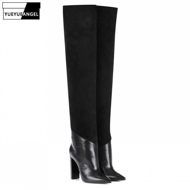 Women High Heel Pointed Toe Over the Knee High Boots Fashion Black Slip On Long Boots Ladies Winter Heels Shoes Plus Size 46
Women High Heel Pointed Toe Over the Knee High Boots Fashion Black Slip On Long Boots Ladies Winter Heels Shoes Plus Size 46