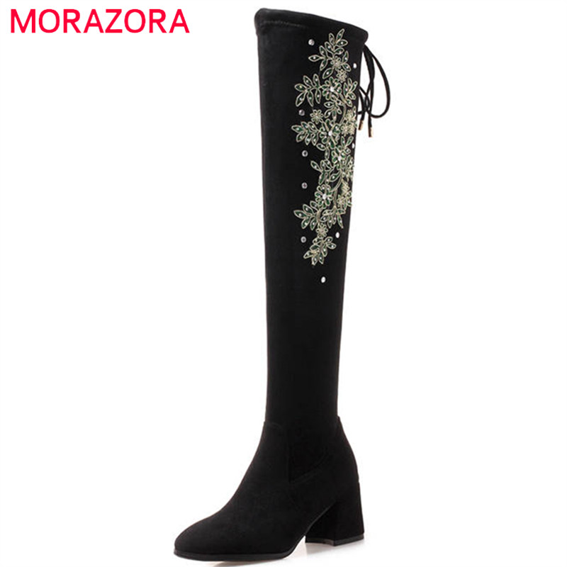 MORAZORA 2020 big size 34-43 over the knee boots women flock leather high heels boots autumn winter shoes thigh high booties, Black
MORAZORA 2020 big size 34-43 over the knee boots women flock leather high heels boots autumn winter shoes thigh high booties, Black