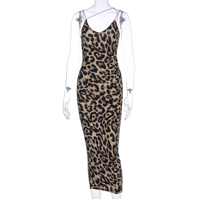 Leopard Dress 2020 Women sex bodycon Long Beach Dress Loose Long Sleeve V-neck A-line Sexy Party Dress Vestidos party