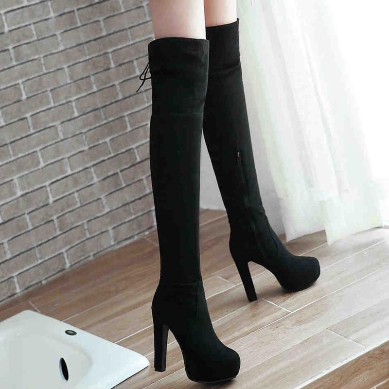 Women Thigh High Boots Fashion Suede Leather High Heels Lace up Female Over The Knee Boots Plus Size Shoes#3, Black
Women Thigh High Boots Fashion Suede Leather High Heels Lace up Female Over The Knee Boots Plus Size Shoes#3, Black