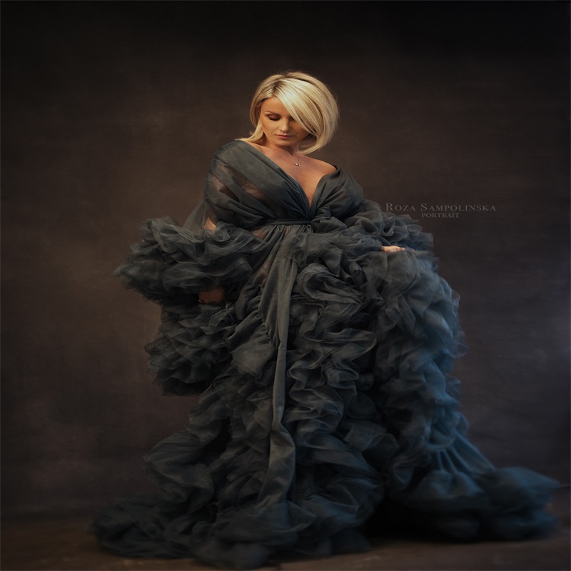 Newest Night Gown High Quality Bride Sleepwear Robes Tiered Tulle Custom Made Long Sleeves Dressing Gown Women Sexy Sleepwear Dresses