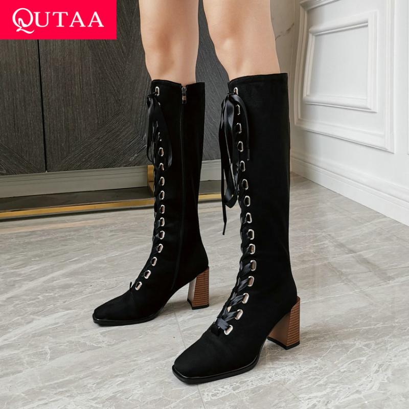 QUTAA 2021 Knee High Women Boots Fashion Square High Heel PU Long Boots Lace Up Zipper Square Toe Women Shoes Big Size 34-43, Brown
QUTAA 2021 Knee High Women Boots Fashion Square High Heel PU Long Boots Lace Up Zipper Square Toe Women Shoes Big Size 34-43, Brown