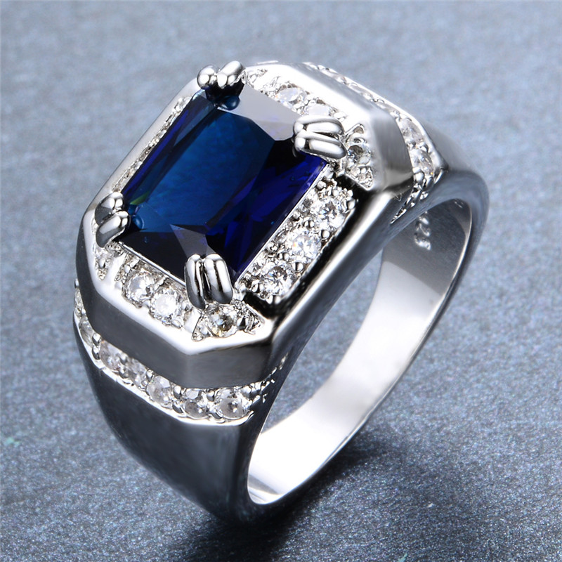 Geometric Blue Zircon Engagement Ring White Crystal CZ Stone Wedding Rings For Men Retro Fashion Silver Color Jewelry Male Bands
Geometric Blue Zircon Engagement Ring White Crystal CZ Stone Wedding Rings For Men Retro Fashion Silver Color Jewelry Male Bands