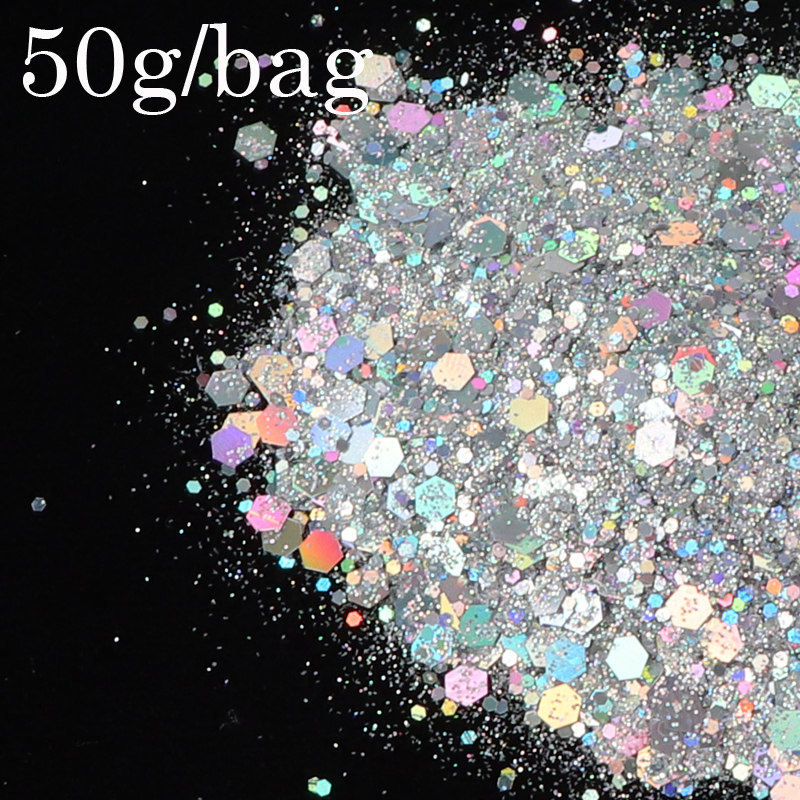 50g/Bag 3D Mixed Hexagon Nail Dust Powder Holographic Glitter Sequins Flakes Manicure Decoration Nail Art Tips
50g/Bag 3D Mixed Hexagon Nail Dust Powder Holographic Glitter Sequins Flakes Manicure Decoration Nail Art Tips