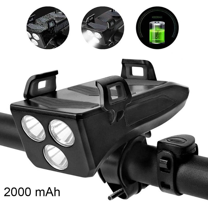 4-in-1 Bicycle Front Lamp LED Headlight Smart Phones Stand Horn Power Bank Multipurpose MTB Road Bicycle Accessories
4-in-1 Bicycle Front Lamp LED Headlight Smart Phones Stand Horn Power Bank Multipurpose MTB Road Bicycle Accessories