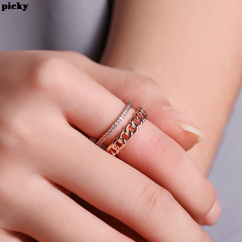 Cluster Rings Trendy Double Ring Rose Gold Cubic Zircon Wedding Engagement Adjustable Womens Crystals Bague Femme Jewelry Gifts
Cluster Rings Trendy Double Ring Rose Gold Cubic Zircon Wedding Engagement Adjustable Womens Crystals Bague Femme Jewelry Gifts