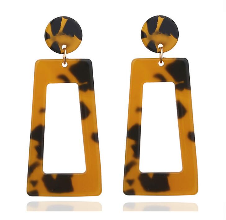 New Bohemian Style Acetate Geometric Rectangle Drop Earrings For Women Fashion Resin Acrylic Irregular Dangle Earring Mix Colors GD506