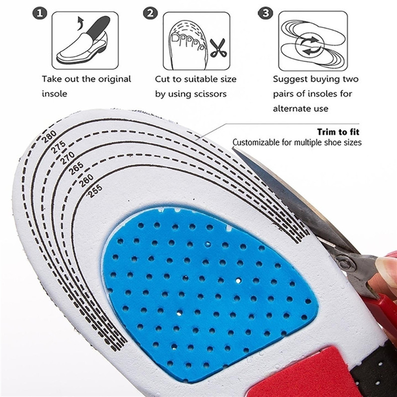 Unisex Orthotic Arch Support Sport Shoe Pad Running Gel Insoles Insert Cushion Shock Absorber Training EVA Insoles For Men Women