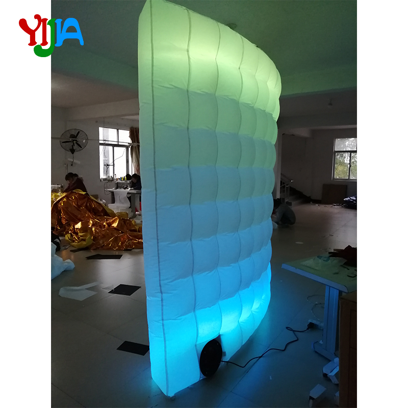 Multi LED Color changing 10ft Wedding Party Photo Booth backdrop Inflatable Wall With LED Strips Top and Bottom wall Sales