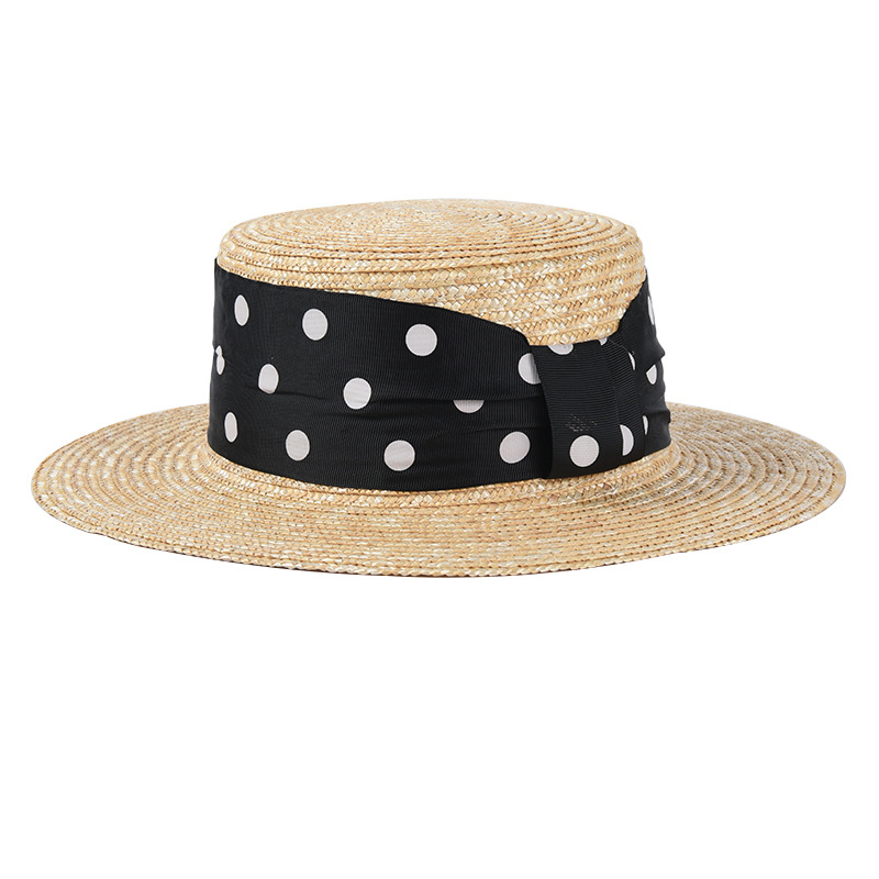 Women Vacation black white dot print straw hat temperament lady SPF flat top Nature wheat straw Elegant Fedora beach sun cap, As photo white dot
Women Vacation black white dot print straw hat temperament lady SPF flat top Nature wheat straw Elegant Fedora beach sun cap, As photo white dot