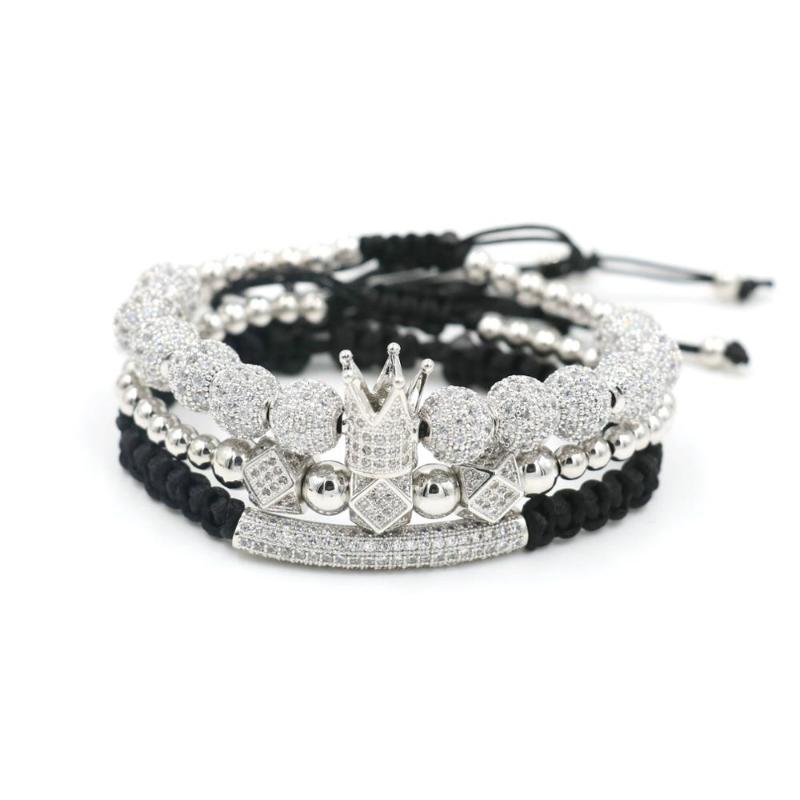 Charm Bracelets 3pcs/Set Luxury Crown Bracelet Men Hip Hop Silver Color Micro Pave CZ Ball For Women Couples Pulseira Bileklik
Charm Bracelets 3pcs/Set Luxury Crown Bracelet Men Hip Hop Silver Color Micro Pave CZ Ball For Women Couples Pulseira Bileklik