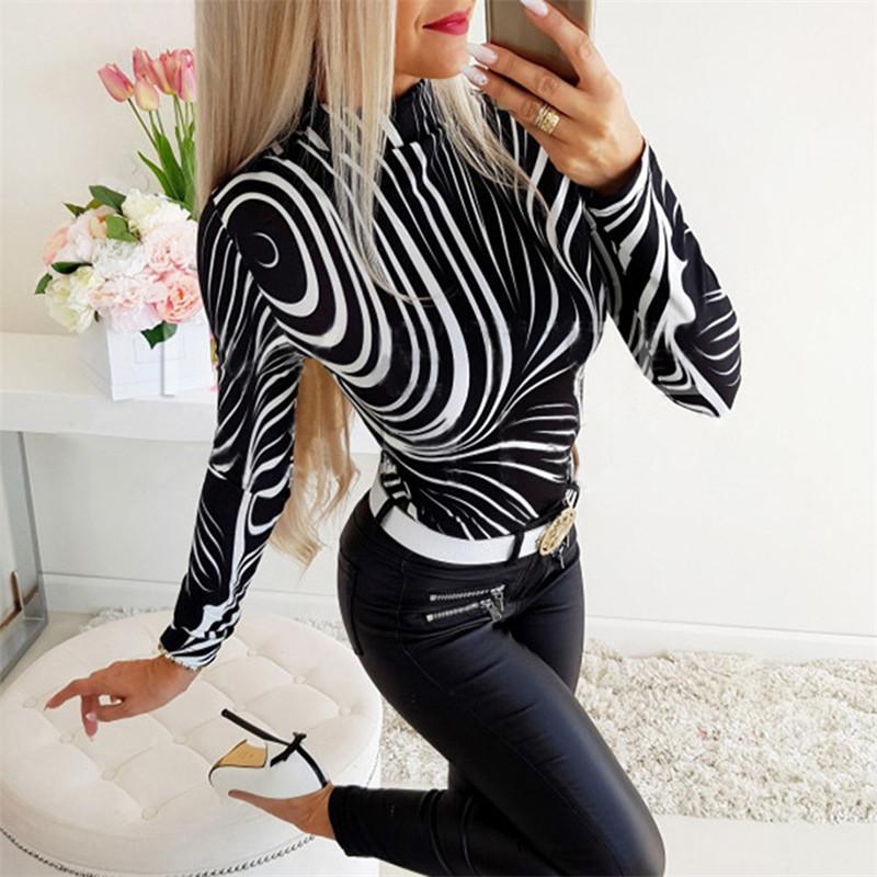 Designer Tshirt Fashionable Slim Printing Stand Collar Long Sleeve Skinny Tees Casual Womens Clothing 2020 Spring Women, White
Designer Tshirt Fashionable Slim Printing Stand Collar Long Sleeve Skinny Tees Casual Womens Clothing 2020 Spring Women, White