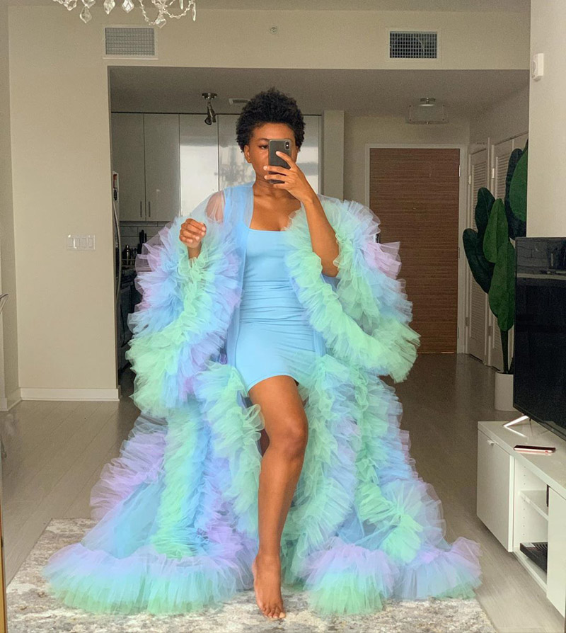 Color Splicing Robe Mix Women Evening Dress 2020 Puffy Ruffled Beach Birthday Party Tulle Dresses Plus Size Photography Custom Made es