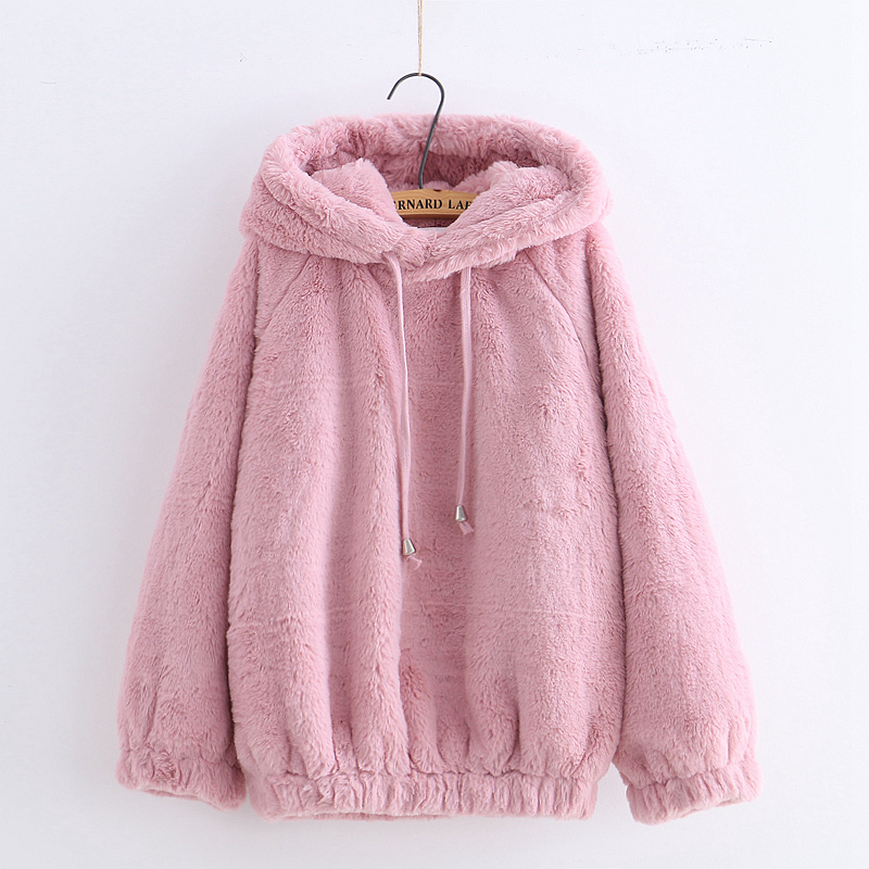 Kawaii Harajuku plush hoodie, women's soft winter sweatshirt with bear ears, cute unicolor coat clothes, hoodies, Beige
Kawaii Harajuku plush hoodie, women's soft winter sweatshirt with bear ears, cute unicolor coat clothes, hoodies, Beige