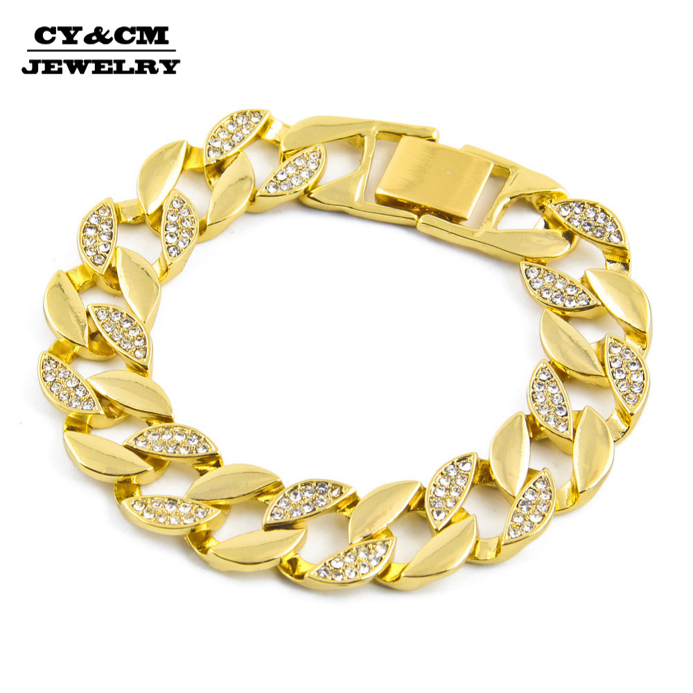 Men Hip Hop Bracelet Gold Silver Color 15mm Iced Out Bling Half Rhinestone Crystal Miami Cuban Chain Bracelets Punk Jewelry 22cm
Men Hip Hop Bracelet Gold Silver Color 15mm Iced Out Bling Half Rhinestone Crystal Miami Cuban Chain Bracelets Punk Jewelry 22cm