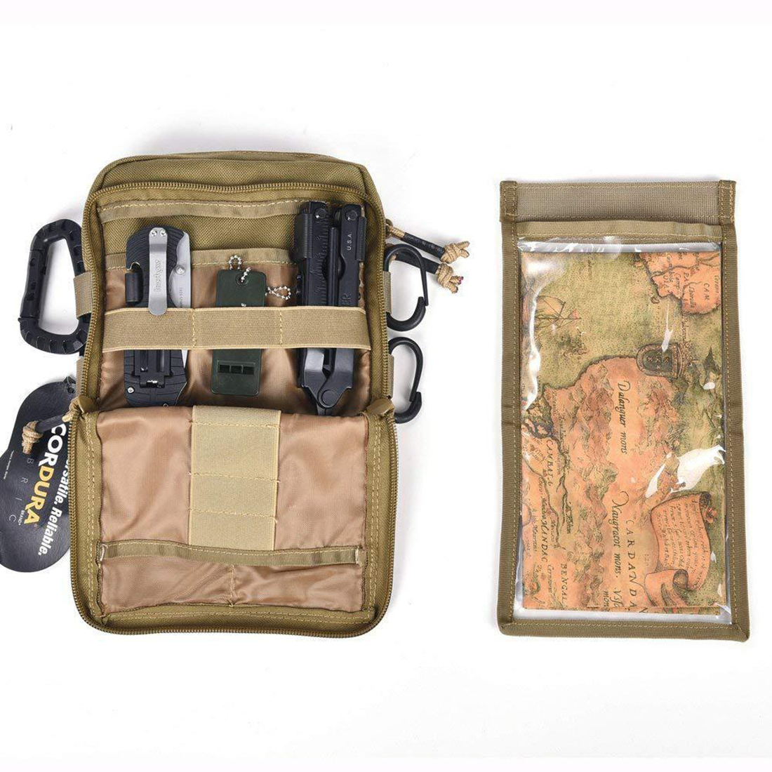 Tactical Gear Utility Map Admin Pouch EDC Tool Molle Bag Organizer for Molle System - Tan CX200822
