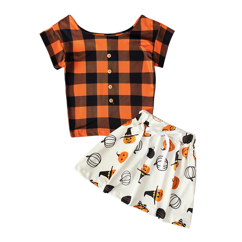 2020 Hallow Kids Baby Girl Clothes 1-6Y Plaid Print Short Sleeve Button Blouse Top+Pumpkin Print A-line Skirt 2pcs Kids Outfits, As pic
2020 Hallow Kids Baby Girl Clothes 1-6Y Plaid Print Short Sleeve Button Blouse Top+Pumpkin Print A-line Skirt 2pcs Kids Outfits, As pic