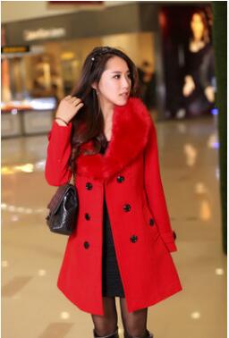 2020 Winter Women Double Breasted Big Fur Collar over Size thick girl casual Wool Coat Long yellow Jackets Parka Coats Outerwear
