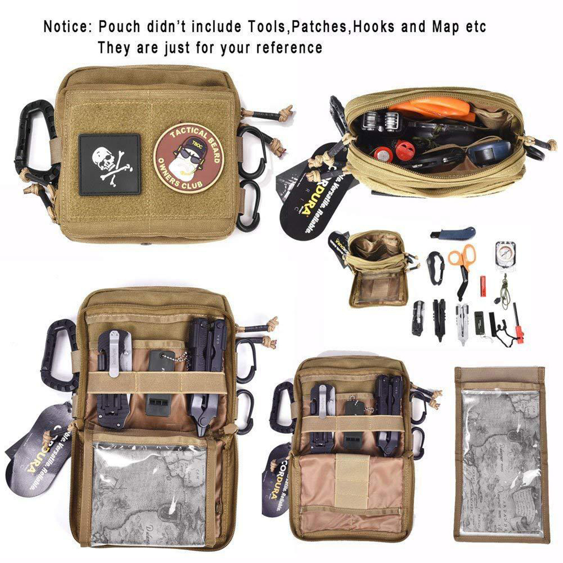 Tactical Gear Utility Map Admin Pouch EDC Tool Molle Bag Organizer for Molle System - Tan CX200822