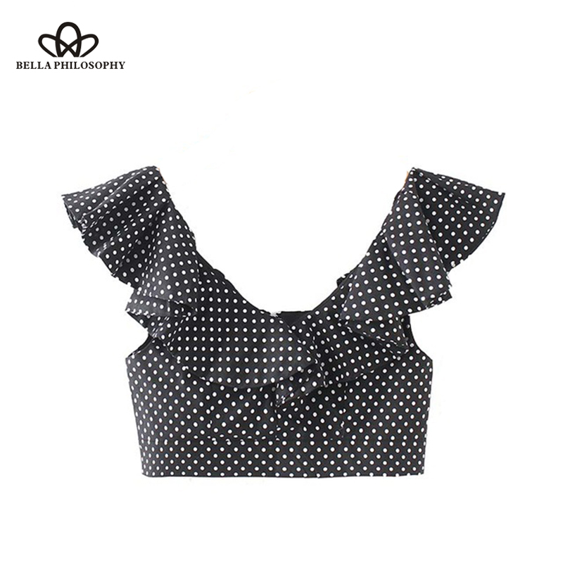 HStar women sweet ruffles dot pattern crop top V neck sleeveless short style blouse female summer cute shirts blusas, As picture
HStar women sweet ruffles dot pattern crop top V neck sleeveless short style blouse female summer cute shirts blusas, As picture