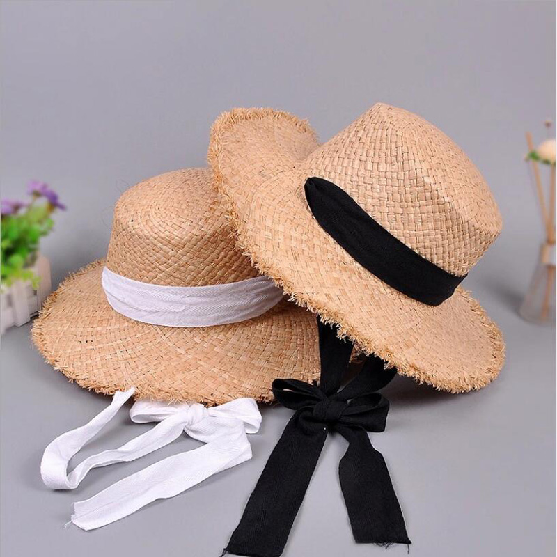 Handmade Weave Raffia Sun Hats For Women Black Ribbon Lace Up Large Brim Straw Hat Beach Summer Caps Chapeu Feminino, 02white ribbon
Handmade Weave Raffia Sun Hats For Women Black Ribbon Lace Up Large Brim Straw Hat Beach Summer Caps Chapeu Feminino, 02white ribbon