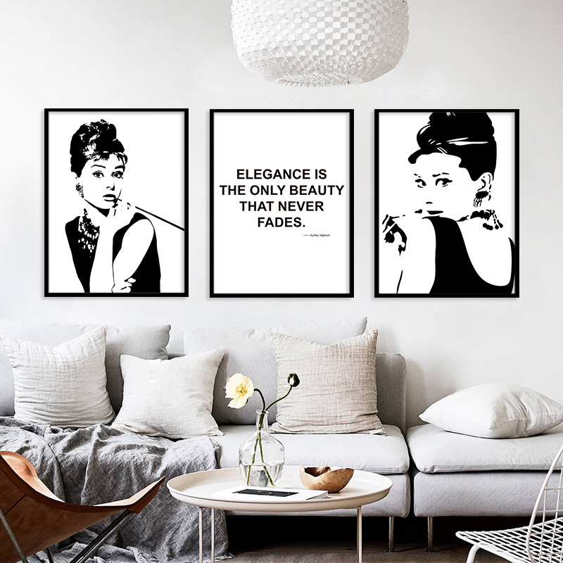 Modern Black White Wall Art Canvas Painting Audrey Hepburn Nordic Posters and Prints Wall Pictures for Living Room Decoration
Modern Black White Wall Art Canvas Painting Audrey Hepburn Nordic Posters and Prints Wall Pictures for Living Room Decoration