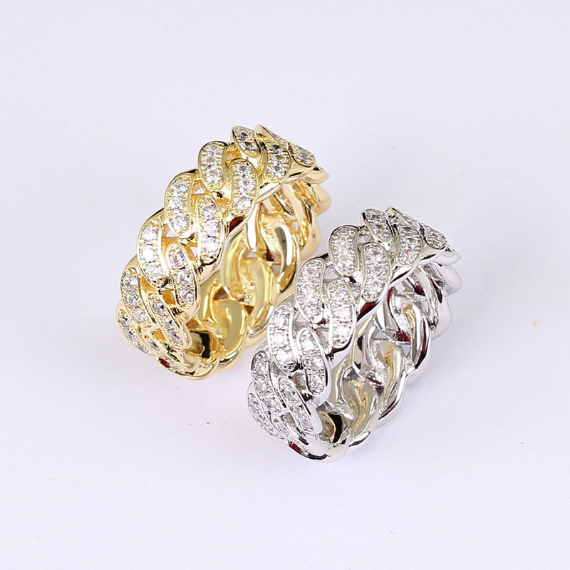 New Mens Hip hop 8mm Cuban Chain Ring Iced Out Zircon plated Trend Bling Bling Band Rings Fashion Jewelry Gift
New Mens Hip hop 8mm Cuban Chain Ring Iced Out Zircon plated Trend Bling Bling Band Rings Fashion Jewelry Gift