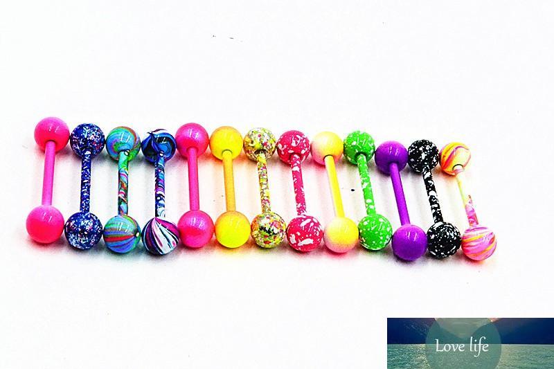 100pcs Body Jewelry Piercing Tongue Ring Barbells Nipple Bar 14g Mix Nice Colors Christmas Gift