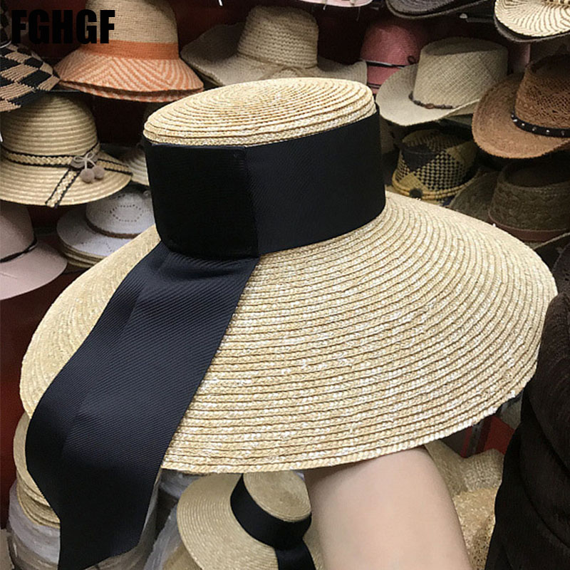 Natural Women Sun Hats Black Ribbon 9cm 13cm 15cm Flat Top Large Wide Brim Straw Hats Straw Hat Chapeu Sombrero Beach, 15cm wide brim
Natural Women Sun Hats Black Ribbon 9cm 13cm 15cm Flat Top Large Wide Brim Straw Hats Straw Hat Chapeu Sombrero Beach, 15cm wide brim