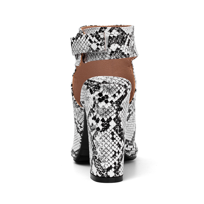 Women Snake printing Sandals Gladiator High Heels Ankle Strap Boots Women Fashion Summer Ladies Shoes Black size 34 41 42 43 Y200723