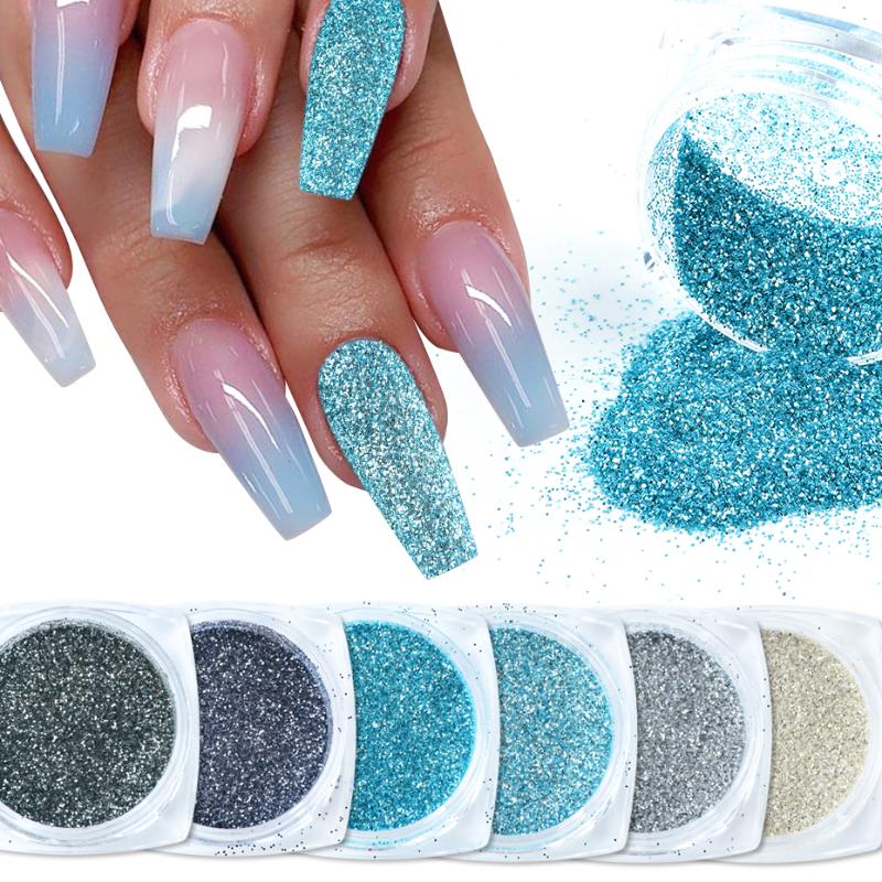 6pcs Mixed Glitter Sandy Powder Nail Art Sparkly Rhinestone Pigment Sugar Powder Holo Glitter Blue UV Gel Polish Decor JI1539-25 
6pcs Mixed Glitter Sandy Powder Nail Art Sparkly Rhinestone Pigment Sugar Powder Holo Glitter Blue UV Gel Polish Decor JI1539-25