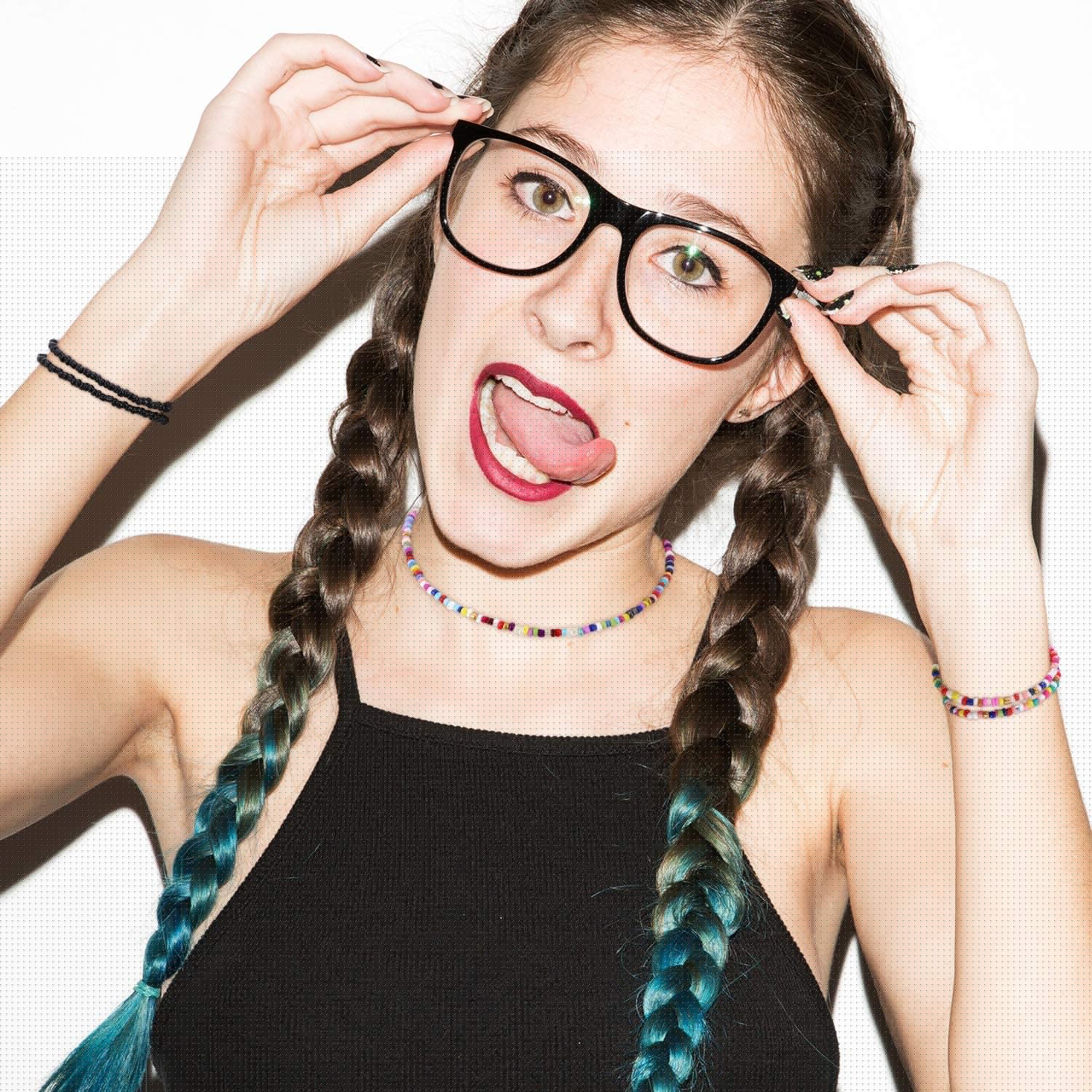 QIMOSHI 12PCS Boho Glass Seed Beads Choker Necklace Colorful Beaded Rainbown Beach Bead Choker Necklaces for Women