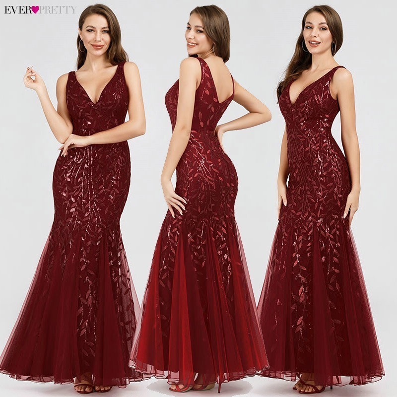Sexy Sequined Mermaid Prom Dresses Long Ever Pretty V-Neck Sleeveless Elegant Women Formal Party Dresses Vestidos De Gala 2020 Y200710