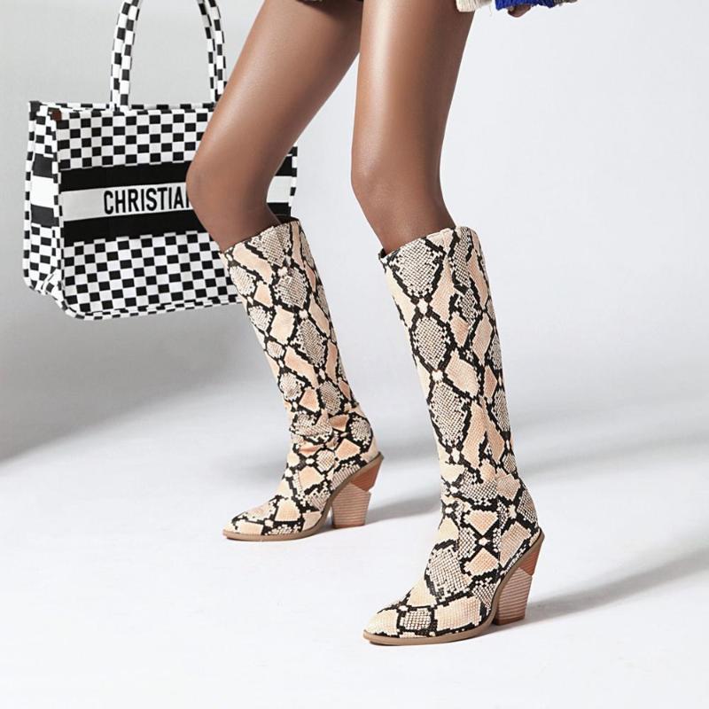 Western Cowboy Knee High Boots Snake Print Women Boots Fashion Strange Style High Heels Long Autumn Winter Woman Shoes, White
Western Cowboy Knee High Boots Snake Print Women Boots Fashion Strange Style High Heels Long Autumn Winter Woman Shoes, White