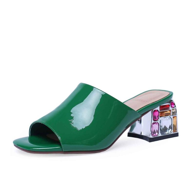 summer vacation new genuine leather peep toe full of crystal high heels mules women dating gorgeous sandals L29, Green 5.5cm heel
summer vacation new genuine leather peep toe full of crystal high heels mules women dating gorgeous sandals L29, Green 5.5cm heel