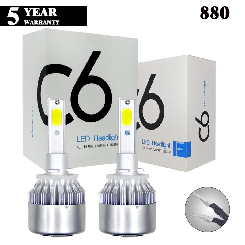 

2Pcs/Set C6 880/881/H27 Bulb 36W 8000LM COB LED Car Headlight Lamps Conversion 6500K White Bulbs Beam