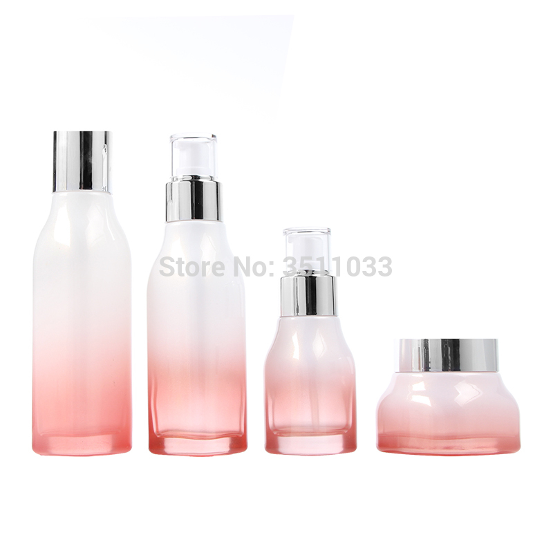 High Quality Gradient Pink Glass Refillable Lotion Pump Bottle 40ml 100ml Square Cosmetic Toner Spray Bottle 50g Empty Cream Jar
High Quality Gradient Pink Glass Refillable Lotion Pump Bottle 40ml 100ml Square Cosmetic Toner Spray Bottle 50g Empty Cream Jar