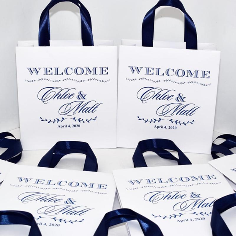 Personalized Wedding Welcome Bags with Navy Blue satin ribbon and your names, Elegant Wedding Party favors for weddings guests
Personalized Wedding Welcome Bags with Navy Blue satin ribbon and your names, Elegant Wedding Party favors for weddings guests