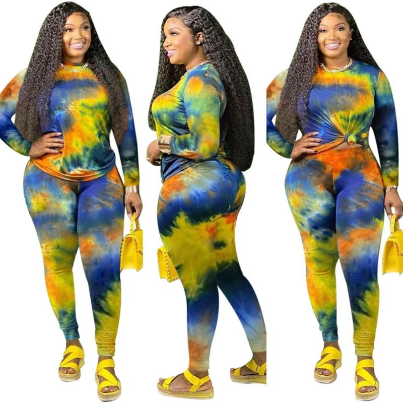 Plus Size Women Printed Outfits Spring Autumn 2020 New Arrivals T Shirt with Long Sleeves + Skinny Pants Tie-dye Real Image, Multi
Plus Size Women Printed Outfits Spring Autumn 2020 New Arrivals T Shirt with Long Sleeves + Skinny Pants Tie-dye Real Image, Multi