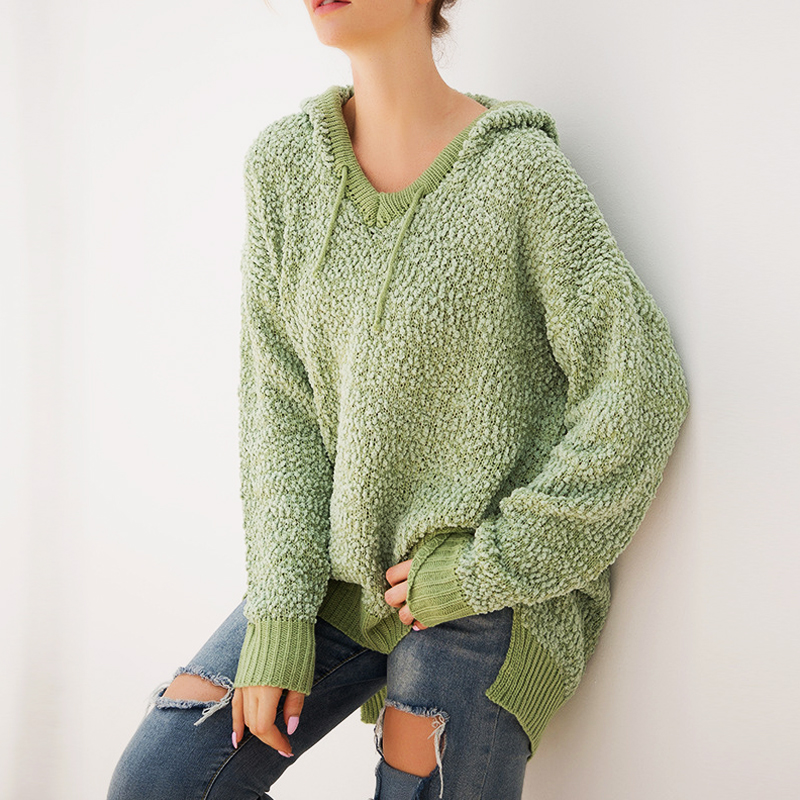 Elegant Knitted V-neck Long-sleeved hooded sweater 209 Women Autumn Winter pullovers Sweaters women Sweater Pull Femme, Green
Elegant Knitted V-neck Long-sleeved hooded sweater 209 Women Autumn Winter pullovers Sweaters women Sweater Pull Femme, Green