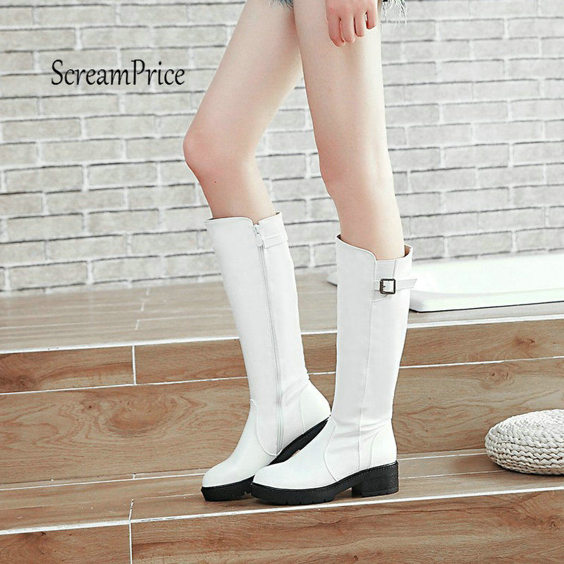 Women Thick Heel Knee High Boots Platform Side Zipper Spring Fall Women Shoes White Black Beige
Women Thick Heel Knee High Boots Platform Side Zipper Spring Fall Women Shoes White Black Beige