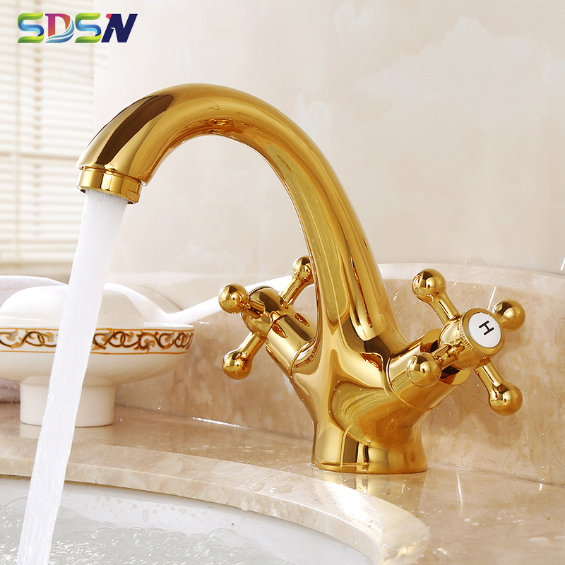 Faucet Bathroom Wash Basin Tap Dual Handle Basin Faucet Gold Sink Mixers Hot&cold Sink-mixers Bathroom Sink Faucets Taps
Faucet Bathroom Wash Basin Tap Dual Handle Basin Faucet Gold Sink Mixers Hot&cold Sink-mixers Bathroom Sink Faucets Taps